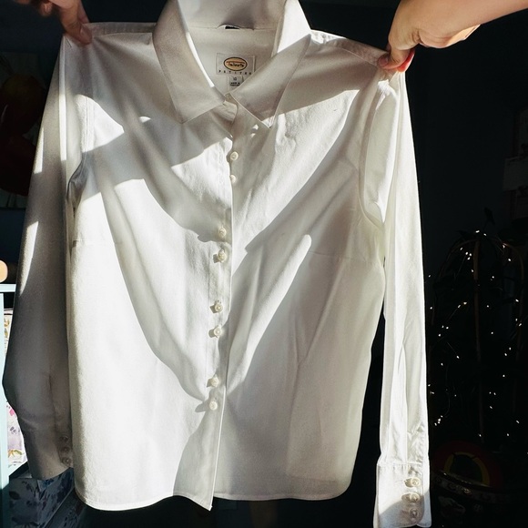 Talbots tapered fit wrinkle resistant stretch white top - Picture 11 of 15